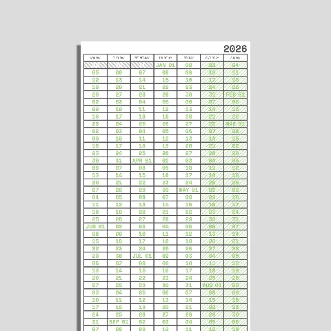 Annual Week View Calendar